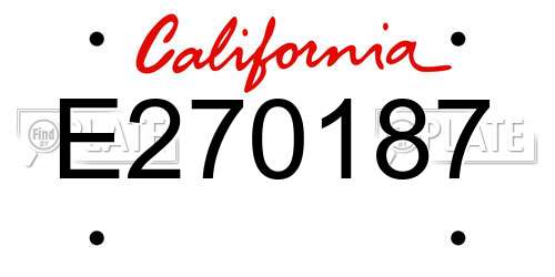 E270187 California License Plate