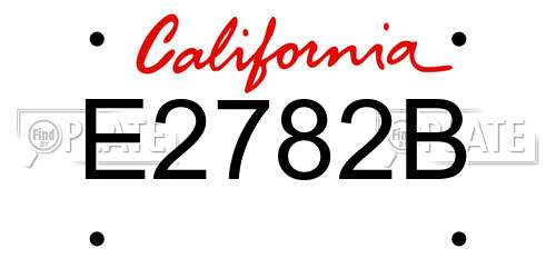 E2782B California License Plate