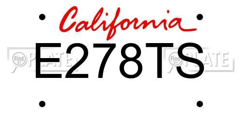 E278TS California License Plate