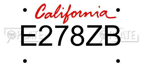 E278ZB California License Plate
