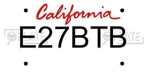 E27BTB California License Plate