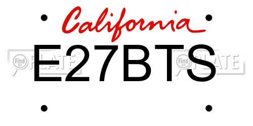 E27BTS California License Plate