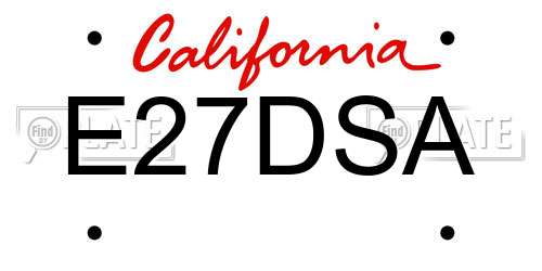 E27DSA California License Plate