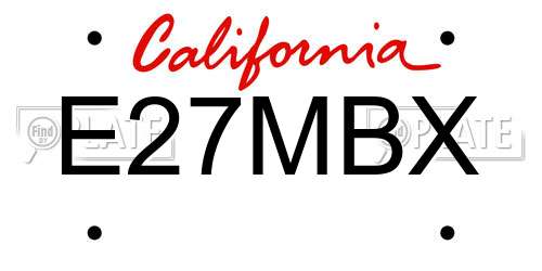 E27MBX California License Plate