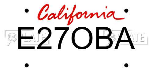 E27OBA California License Plate