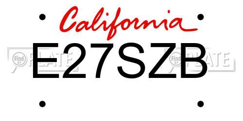 E27SZB California License Plate