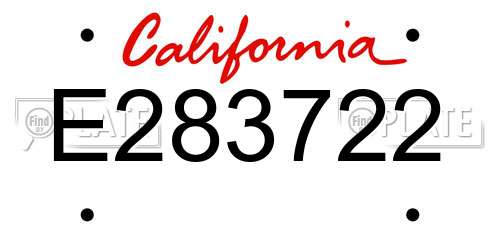 E283722 California License Plate