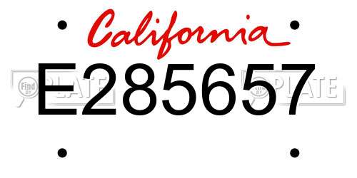 E285657 California License Plate