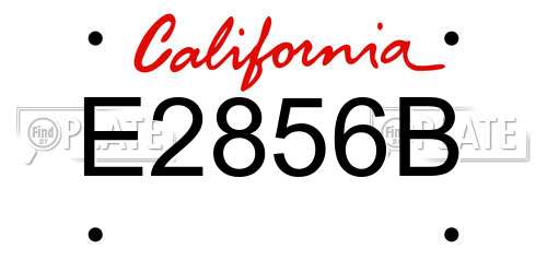 E2856B California License Plate