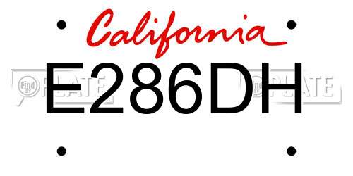 E286DH California License Plate