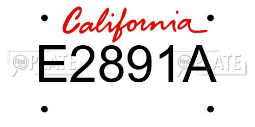 E2891A California License Plate