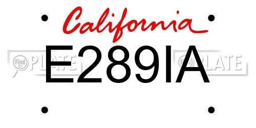 E289IA California License Plate
