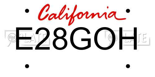 E28GOH California License Plate