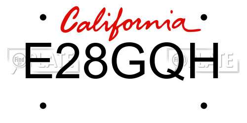 E28GQH California License Plate