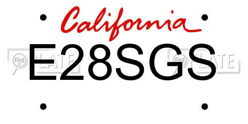 E28SGS California License Plate