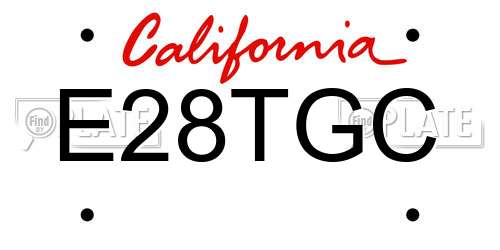 E28TGC California License Plate