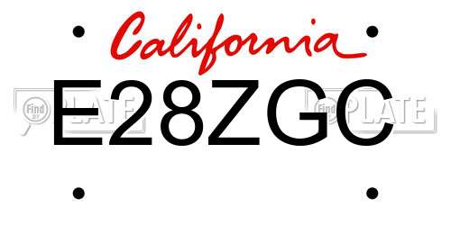 E28ZGC California License Plate