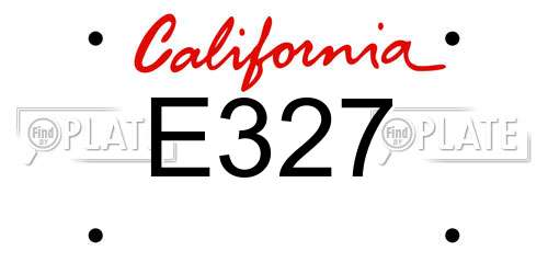 E327 California License Plate