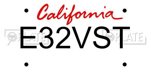 E32VST California License Plate