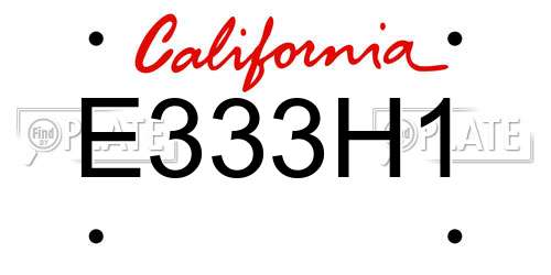 E333H1 California License Plate