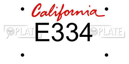 E334 California License Plate