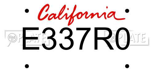 E337R0 California License Plate
