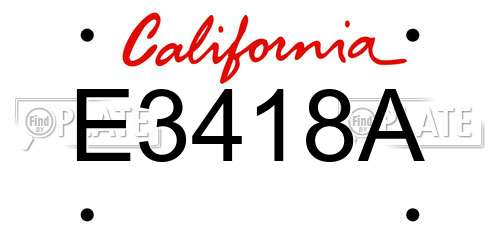 E3418A California License Plate