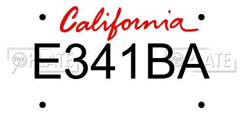 E341BA California License Plate