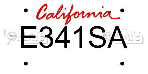 E341SA California License Plate