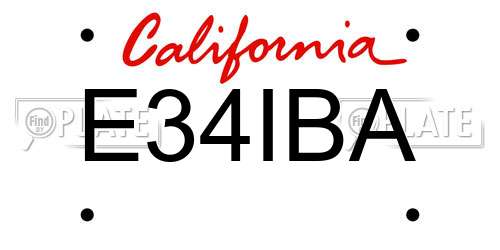 E34IBA California License Plate
