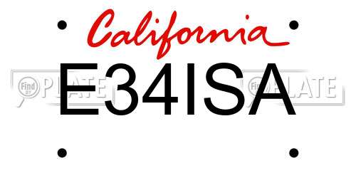 E34ISA California License Plate