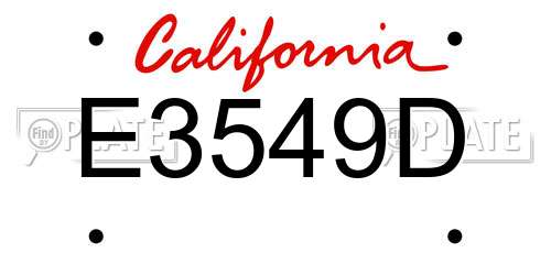 E3549D California License Plate