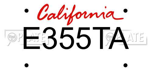 E355TA California License Plate