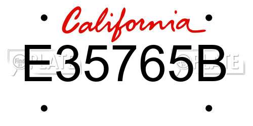 E35765B California License Plate