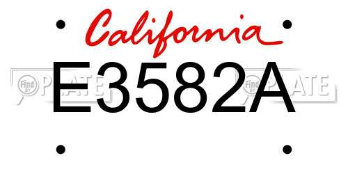 E3582A California License Plate