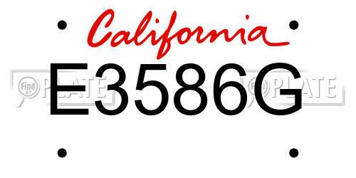 E3586G California License Plate