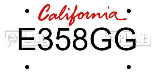 E358GG California License Plate
