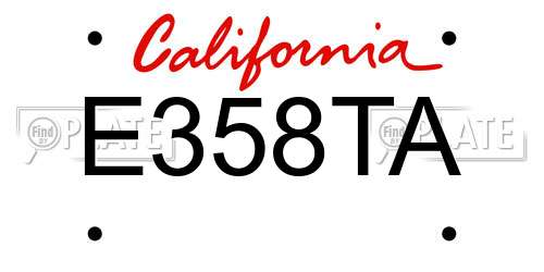 E358TA California License Plate