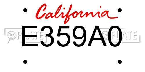 E359A0 California License Plate