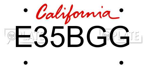E35BGG California License Plate
