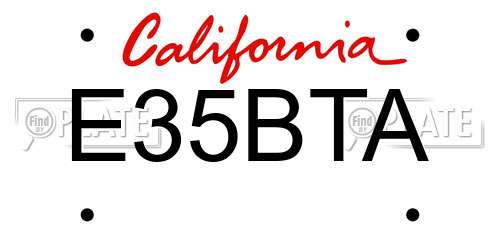 E35BTA California License Plate