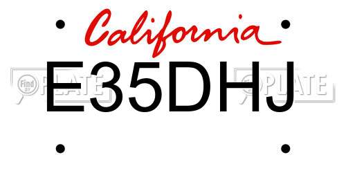 E35DHJ California License Plate