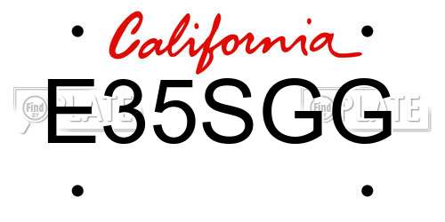 E35SGG California License Plate