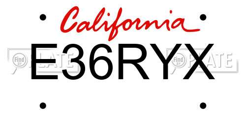 E36RYX California License Plate
