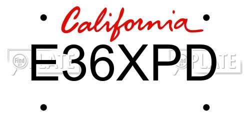 E36XPD California License Plate