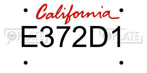 E372D1 California License Plate