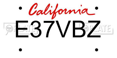 E37VBZ California License Plate