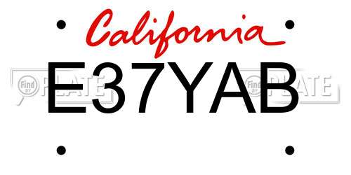 E37YAB California License Plate