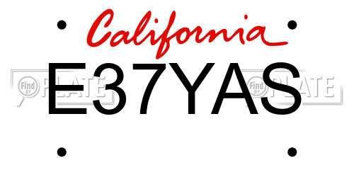 E37YAS California License Plate
