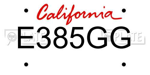 E385GG California License Plate